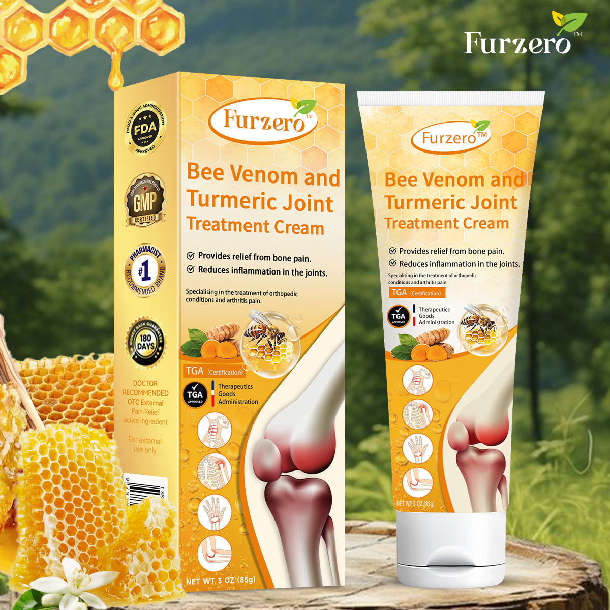 (✅Made and Shipped from Australia) Furzero™ Bee Venom and Turmeric Joint&Bone Treatment Cream